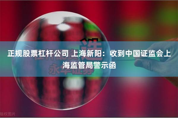 正规股票杠杆公司 上海新阳：收到中国证监会上海监管局警示函